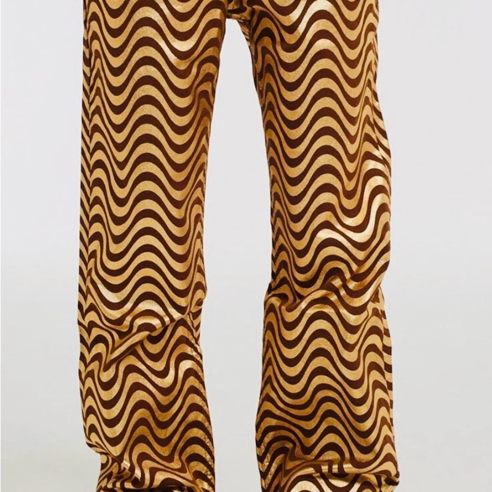 The Ragged Priest Brown and Gold Flare Jeans